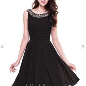 Black evening gown - T length.  A line.